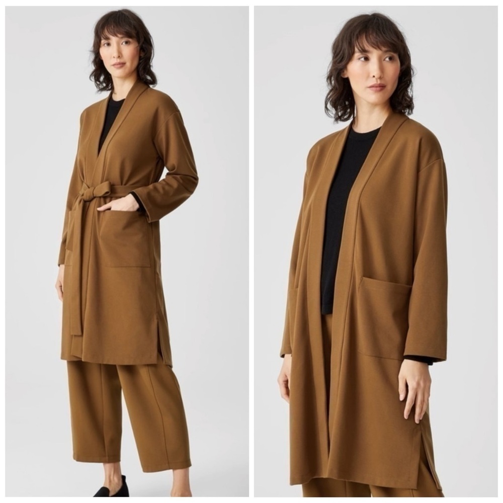 New Eileen fisher stretch ponte belted cardigan jacket in hazel Size M​​​
